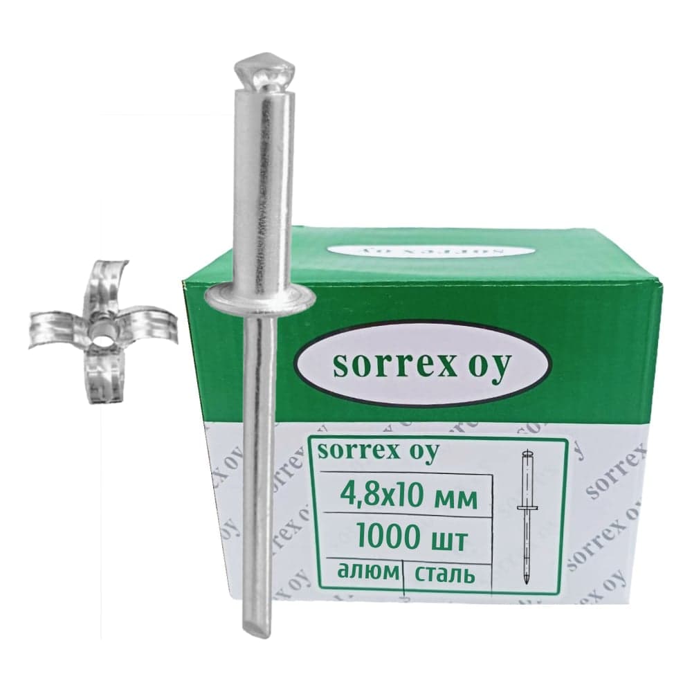 Заклепка лепестковая вытяжная SORREX алюм/сталь 4,8x10 OY (1000штук) ASD 81000 PE 1000