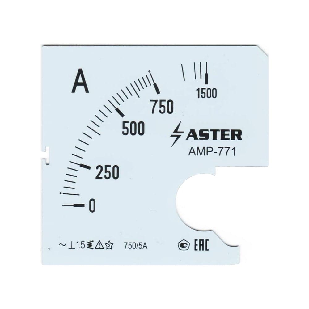 Шкала Aster к амперметру AMP-771 750/5 А SC771-750