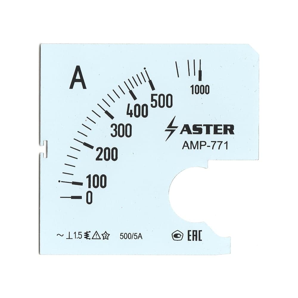 Шкала Aster к амперметру AMP-771 500/5 А SC771-500