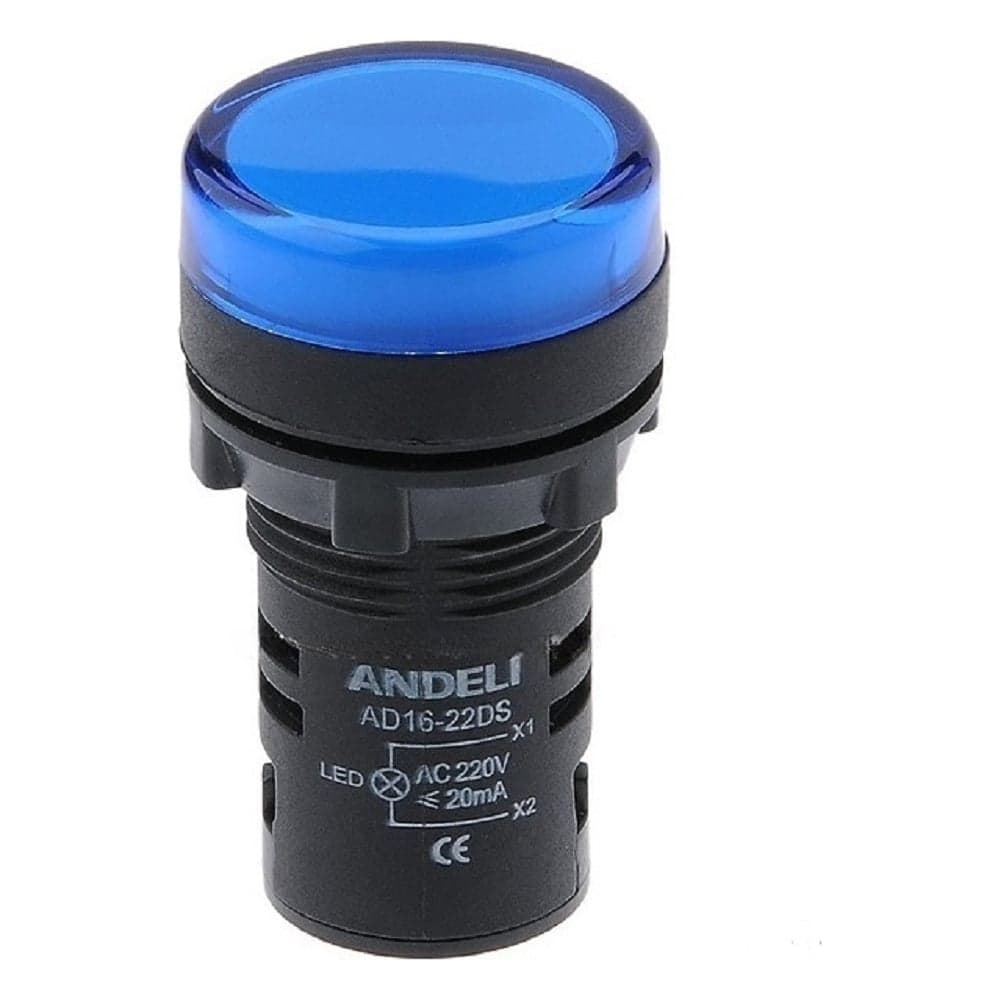 Лампа ANDELI AD16-22D(LED)матрица d22мм синий 220В AC ADL10-167