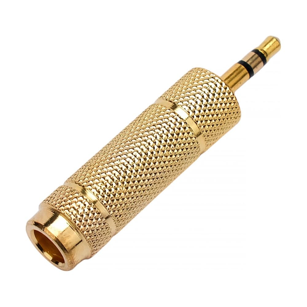Аудио переходник Cablexpert Jack3.5(M) на Jack6.3(F) стерео, цвет золотой, пакет, A-35M-63F