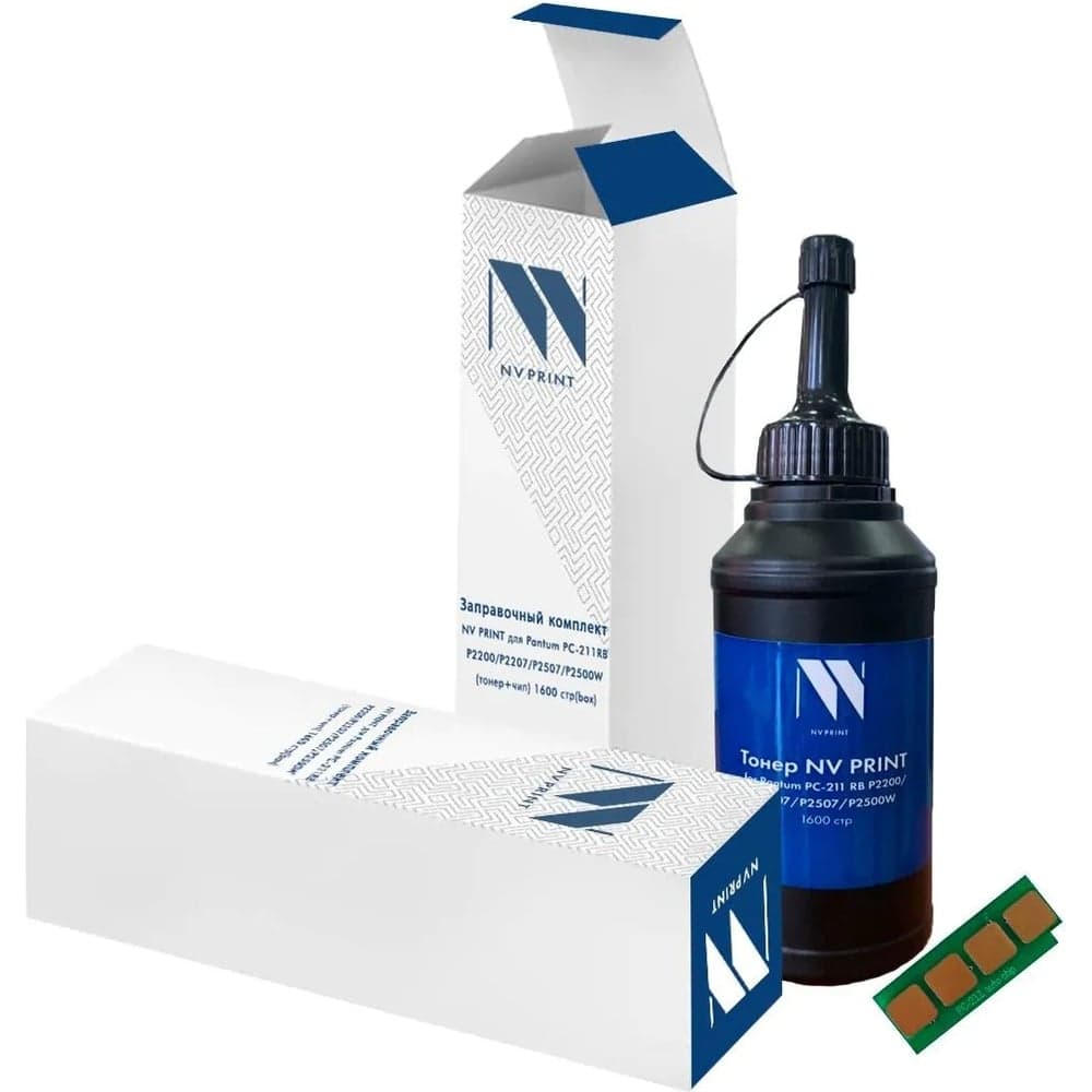 Заправочный комплект NV Print NVP для Pantum PC-211EV P2200/P2207/P2507/P2500W (тонер 70 г + чип многоразовый) совместимый NV-PC-211/box