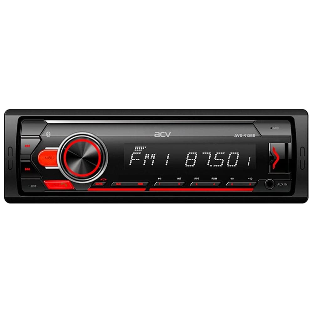 Автомагнитола ACV 1din, красная, Bluetooth/USB/AUX/SD/FM, 4х50 AVS-912BR