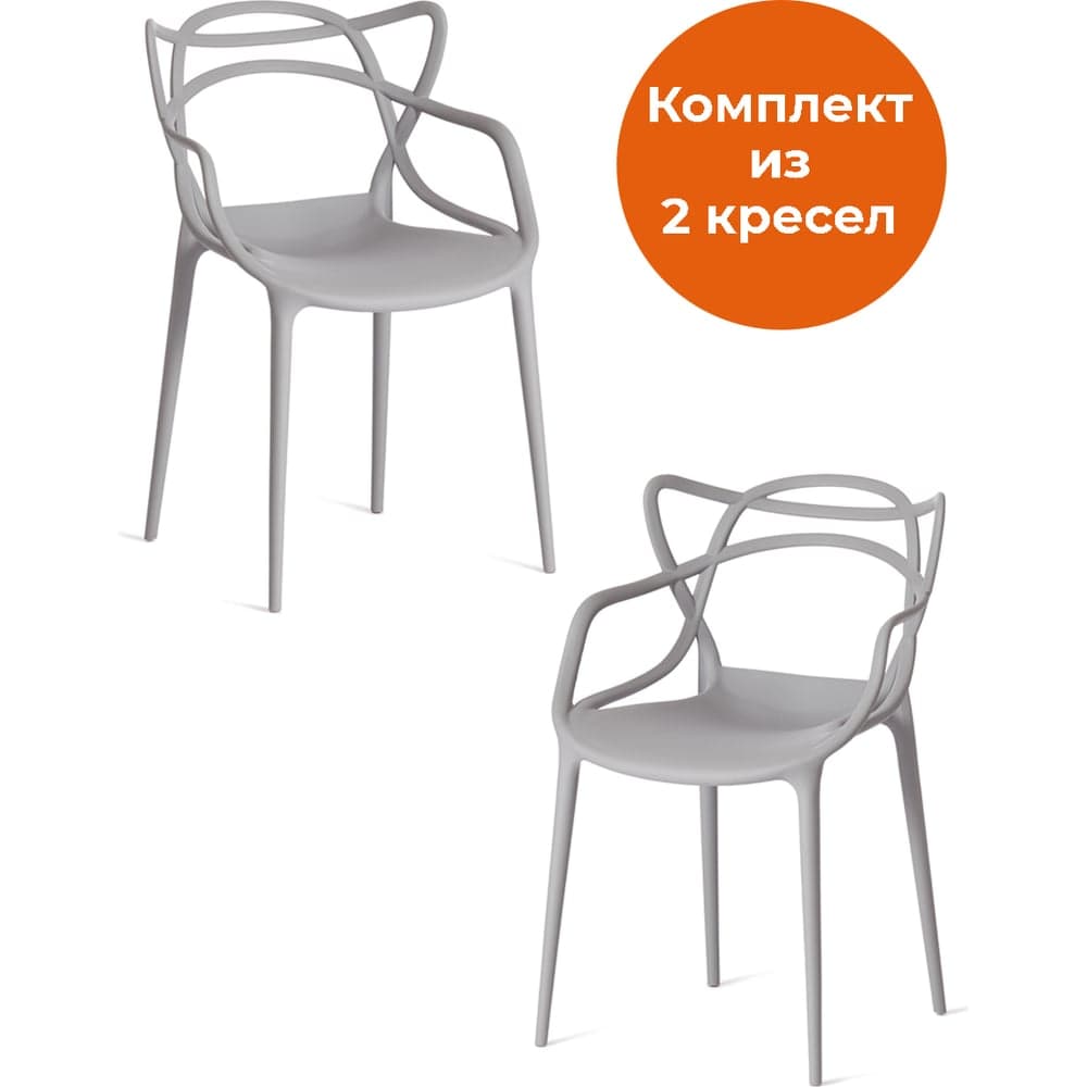 Комплект стульев TetChair Cat Chair (mod. 028) пластик, 53x59x82,5 см, темно-серый, 2 шт. 24291