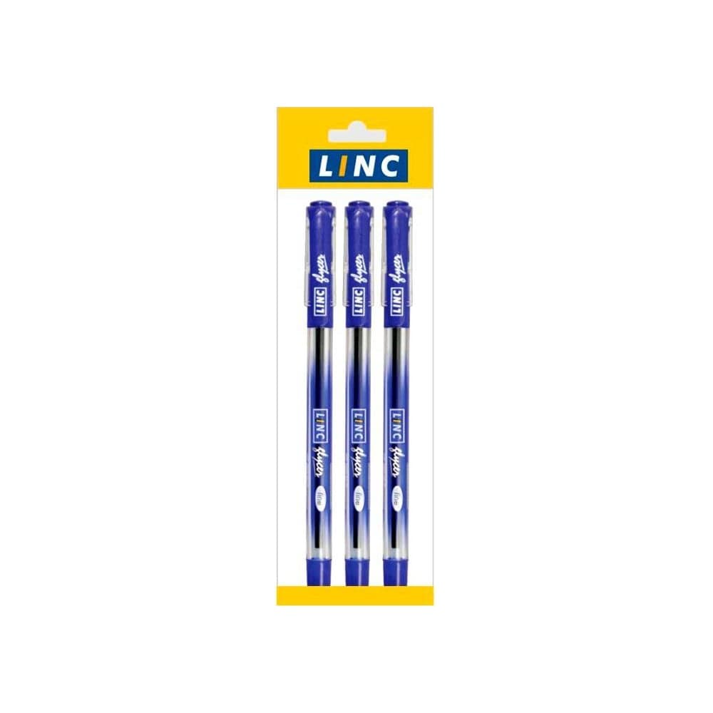 Набор шариковых ручек Linc GLYCER 0,70 мм 3 шт синий резиновый грип пакет с европодвесом 1300RF/blue/3