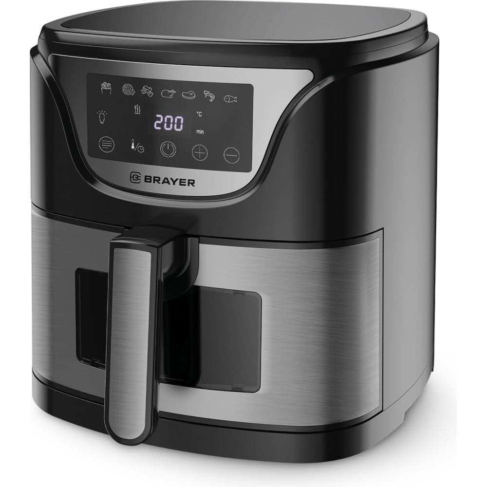 Аэрогриль BRAYER 2037BR 1500 Вт, 5 л, t. 200 С, съемная решетка, таймер, LCD-дисплей, 7 программ BR2037