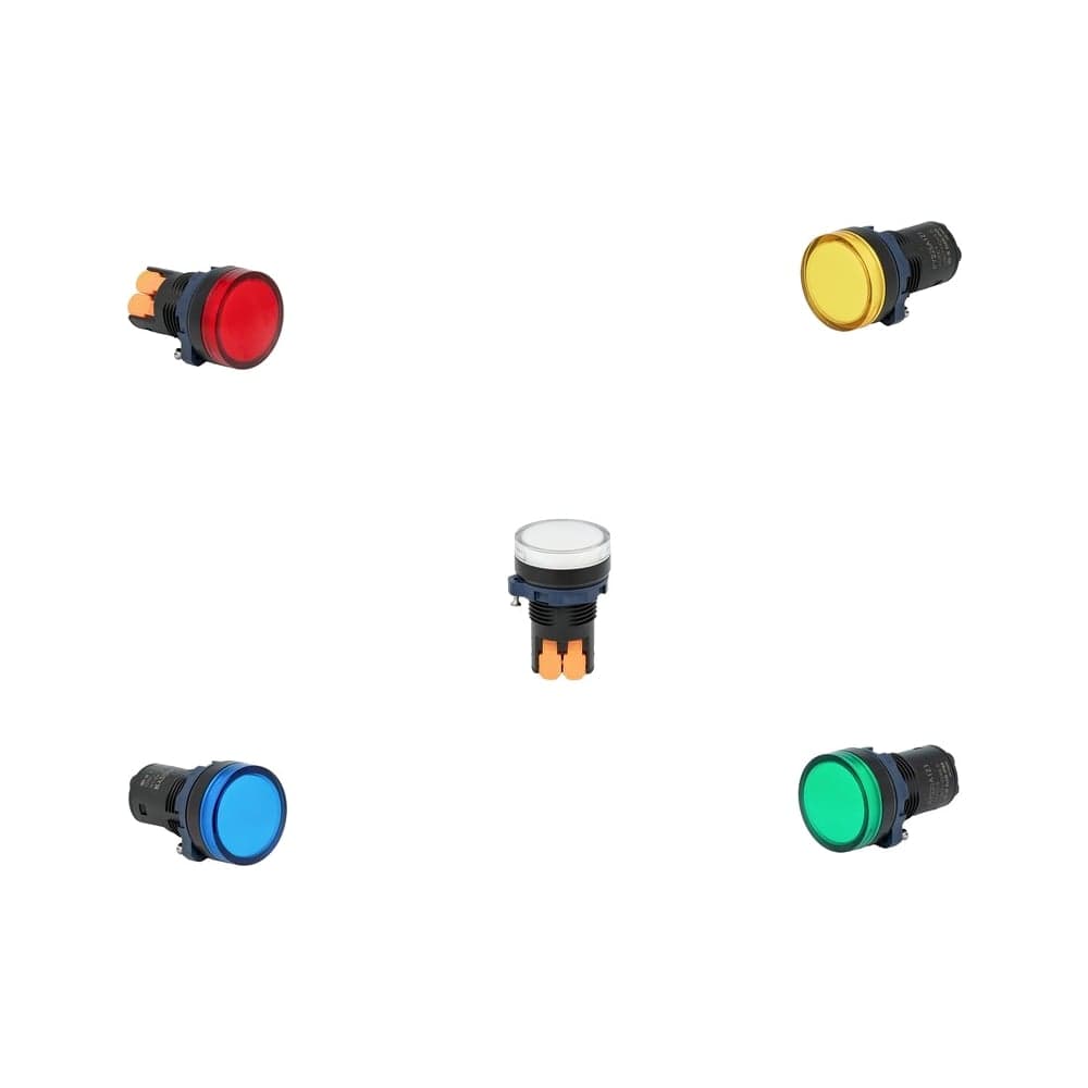 Набор световых индикаторов CONTA - 5 шт, 24V АС, пластик, 22 мм PC-LAMP24-R/G/Y/W/B 00-00012220