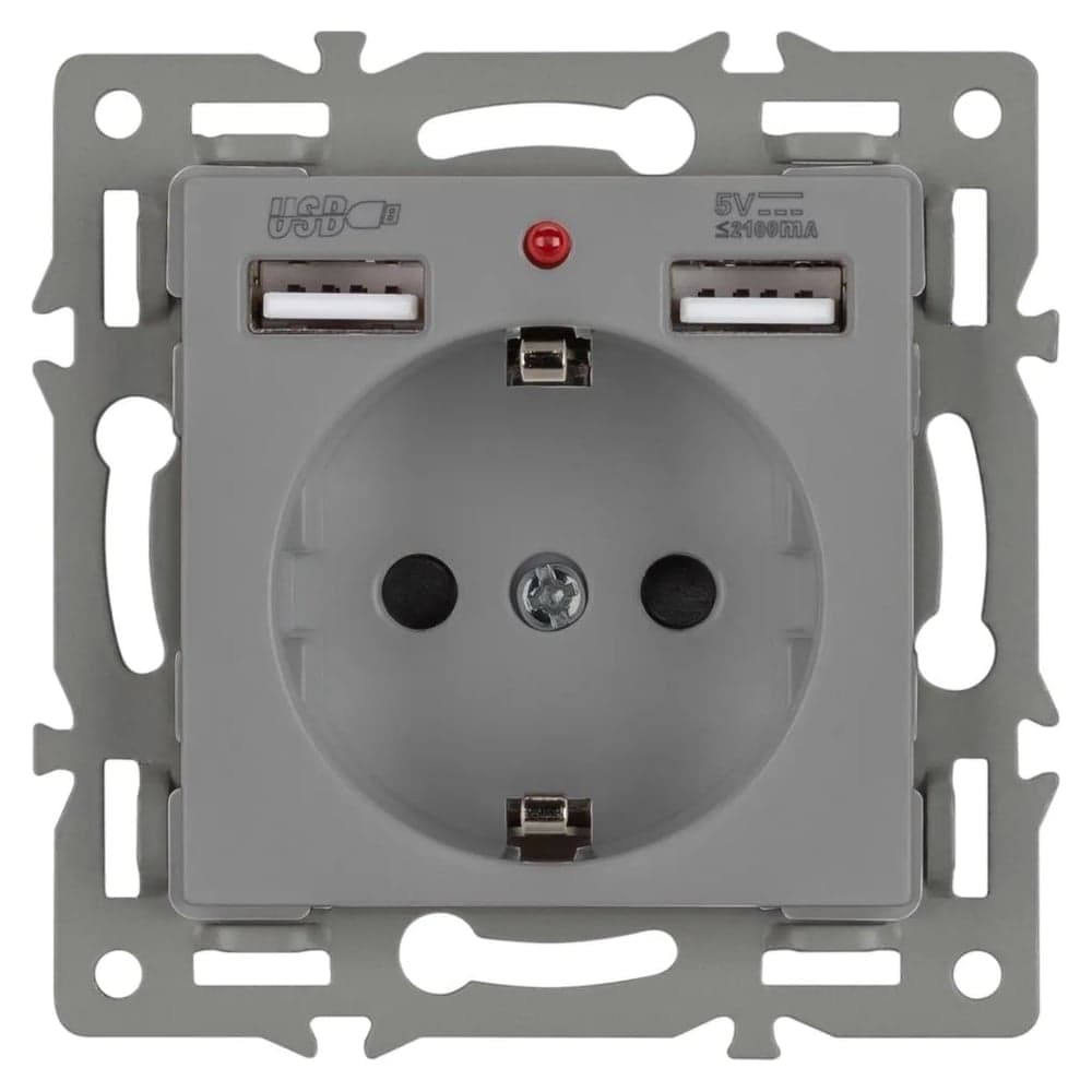 Механизм розетки с USB зарядкой Arlight SCT-MUAA-PL-GR 1шт 043735