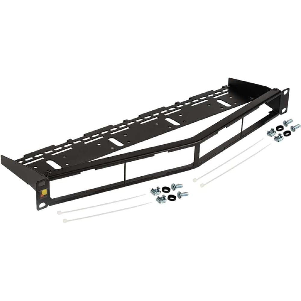 Патч-панель модульная угловая LANMASTER 19", на 4 вставки, 1U, с органайзером под оптический кабель LAN-FRM-PPA-FO/1U