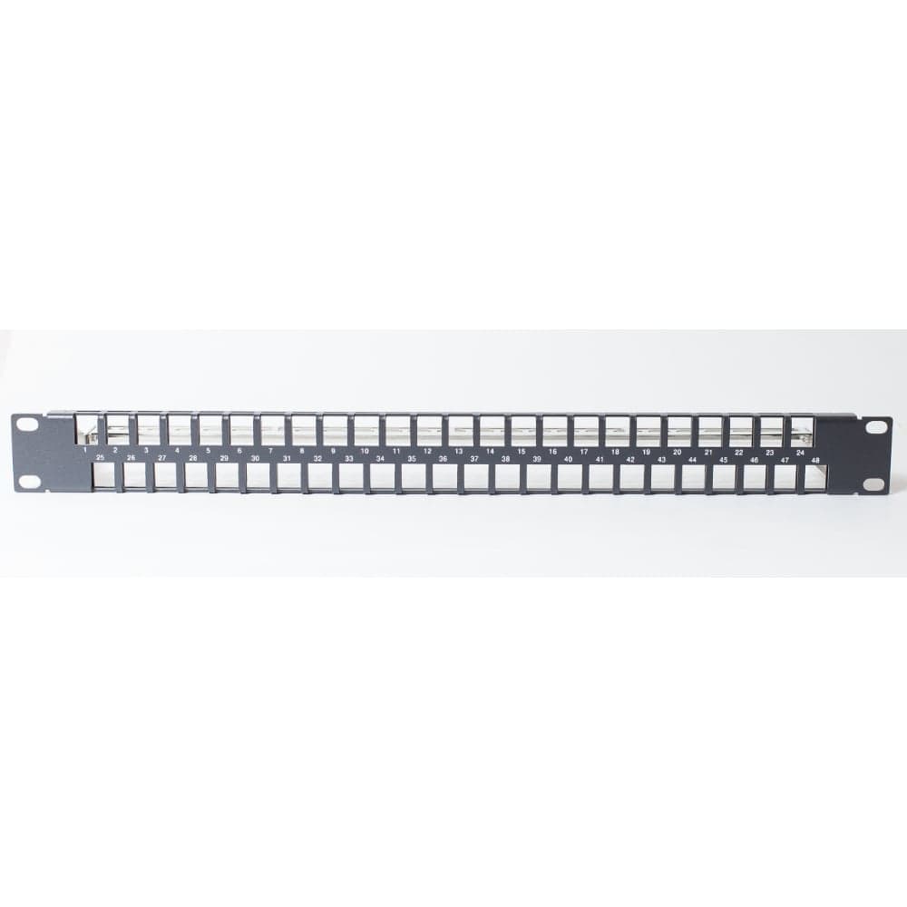 Коммутационная панель SPL модульная 19", 48 порта, 1U, с метками для маркировки, с задним организатором (без модулей), черный 500008