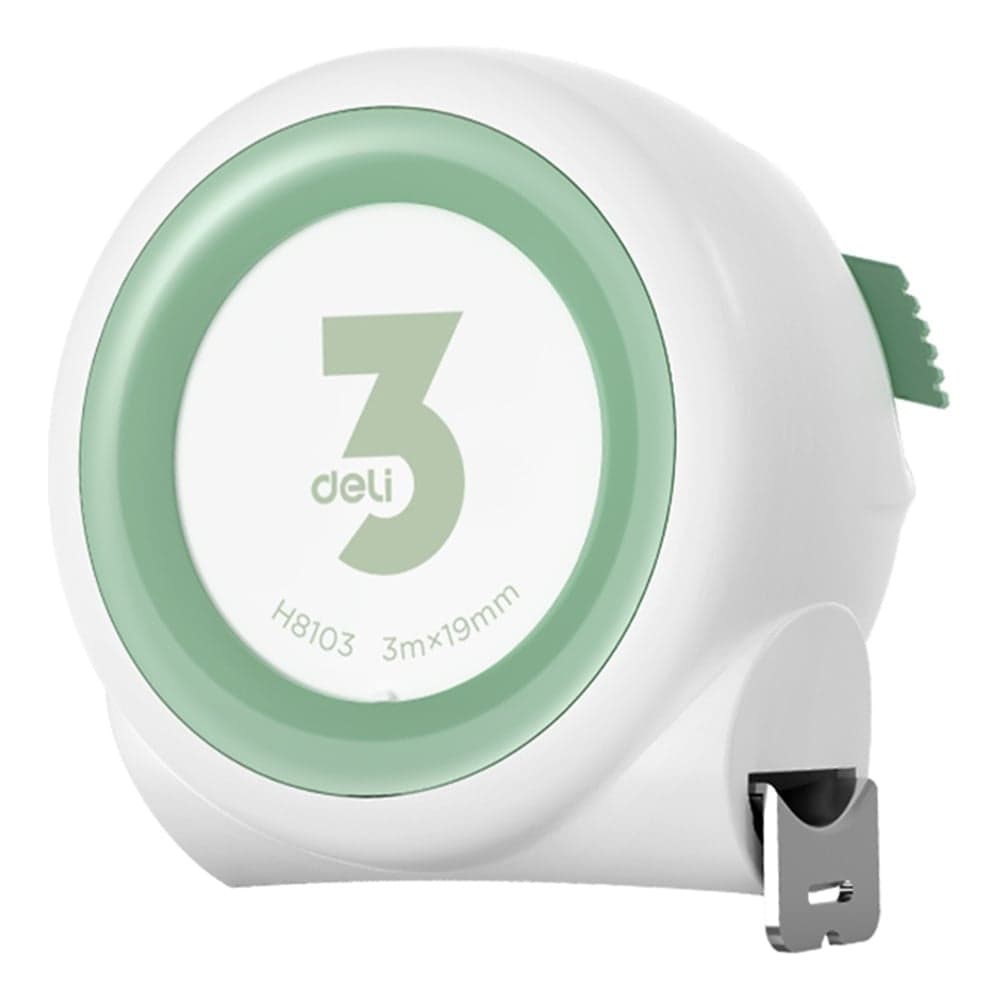 Рулетка DELI Home Series White H8103 3м х 19мм (Эксклюзивный дизайн, софттач пластик, клипса, ремешок) 177180