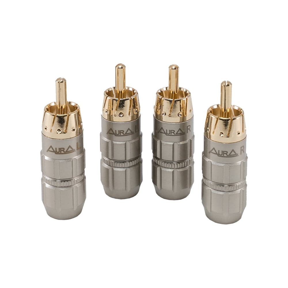Коннектор для кабеля AURA RCA до 6 мм, 2 левых + 2 правых, блистер RCA-P619