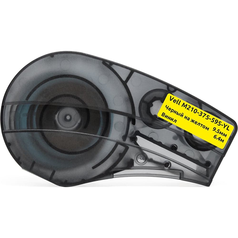 Картридж Vell M210-375-595-YL (9.5мм х 6.4м, винил, черный на желтом) 1376440