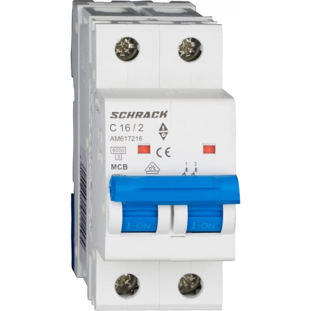 Автоматический выключатель Schrack Technik AM 6кА, 2P, С, 16A AM617216
