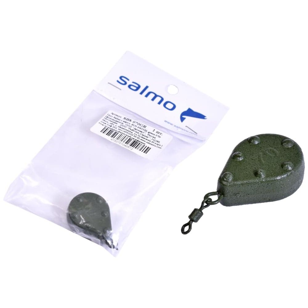 Грузило с вертлюгом SALMO BUN SWIVEL green, 070г SBS-070GR