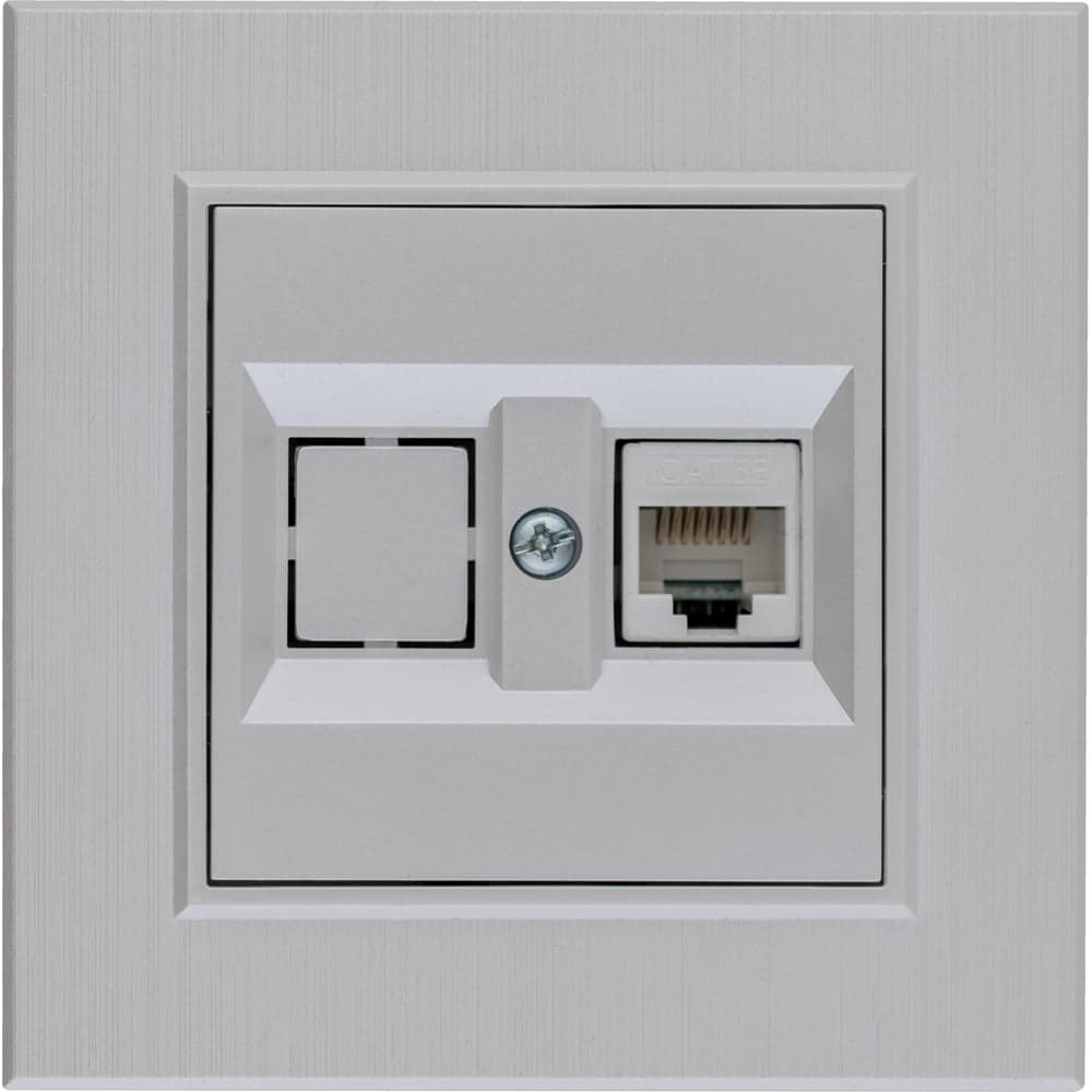 Розетка компьютерная MAKEL CAT5 + гнездо СП KAREA LINE STAR IP20 жемчужный. 86100035