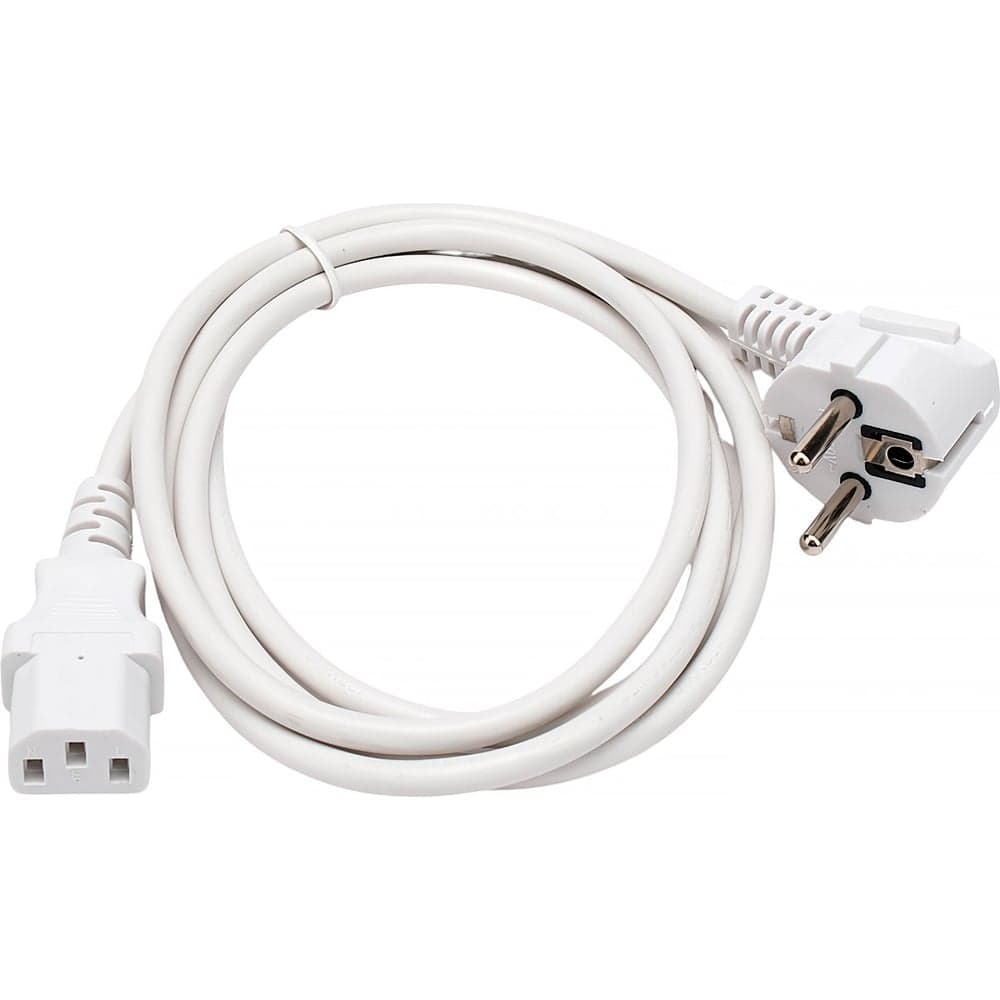 Кабель питания Cablexpert Schuko-C13, 3x0.5мм2, 6A, с заземлением, 1.8м, белый, пакет, PC-186W