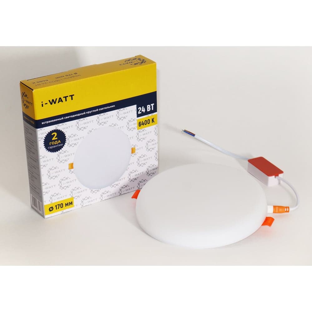 Светильник встраиваемый I-WATT LED 24Вт 6400К 2400Лм 175-240V (круглый) i-16122