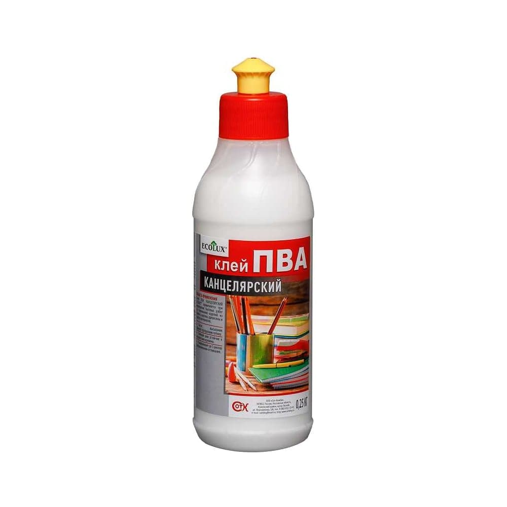 Канцелярский клей Ecolux ПВА 0,25 кг 4607133684488