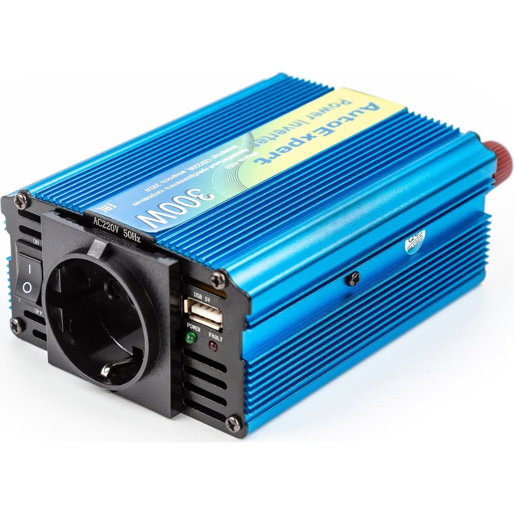 Автомобильный преобразователь напряжения (инвертор) AutoExpert  A300, 12V/220V, 300W, евро-розетка, USB выход 5V/1A