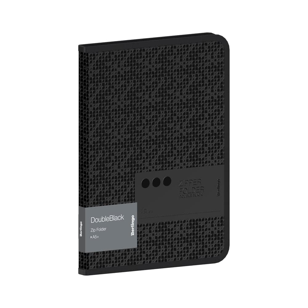 Папка на молнии BERLINGO DoubleBlack А5+, 600 мкм, черная, с рисунком ZF5_A5701