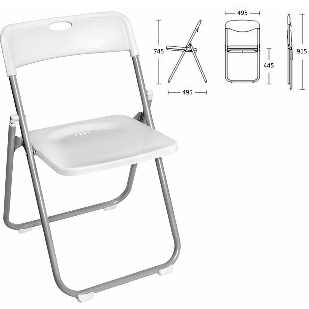 Стул складной BRABIX Golf Lite CF-017, серебристый каркас, пластик белый 532896