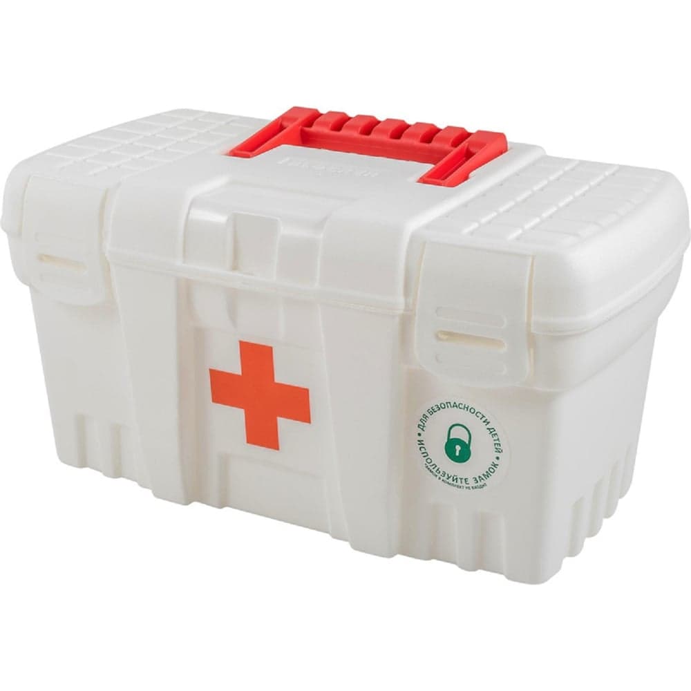 Аптечка Blocker п/п 265x155x140 мм, с клипсой, с ручкой, белый 36152