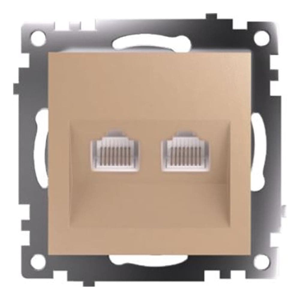 Механизм розетки компьютерной 2-местной STEKKER RJ-45, GLS00-7109-08, серия Катрин, золото, 50009