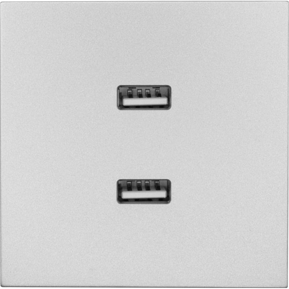 Розетка 2-ая USB разъем Lezard ZIMA серый матовый 704-7488-192