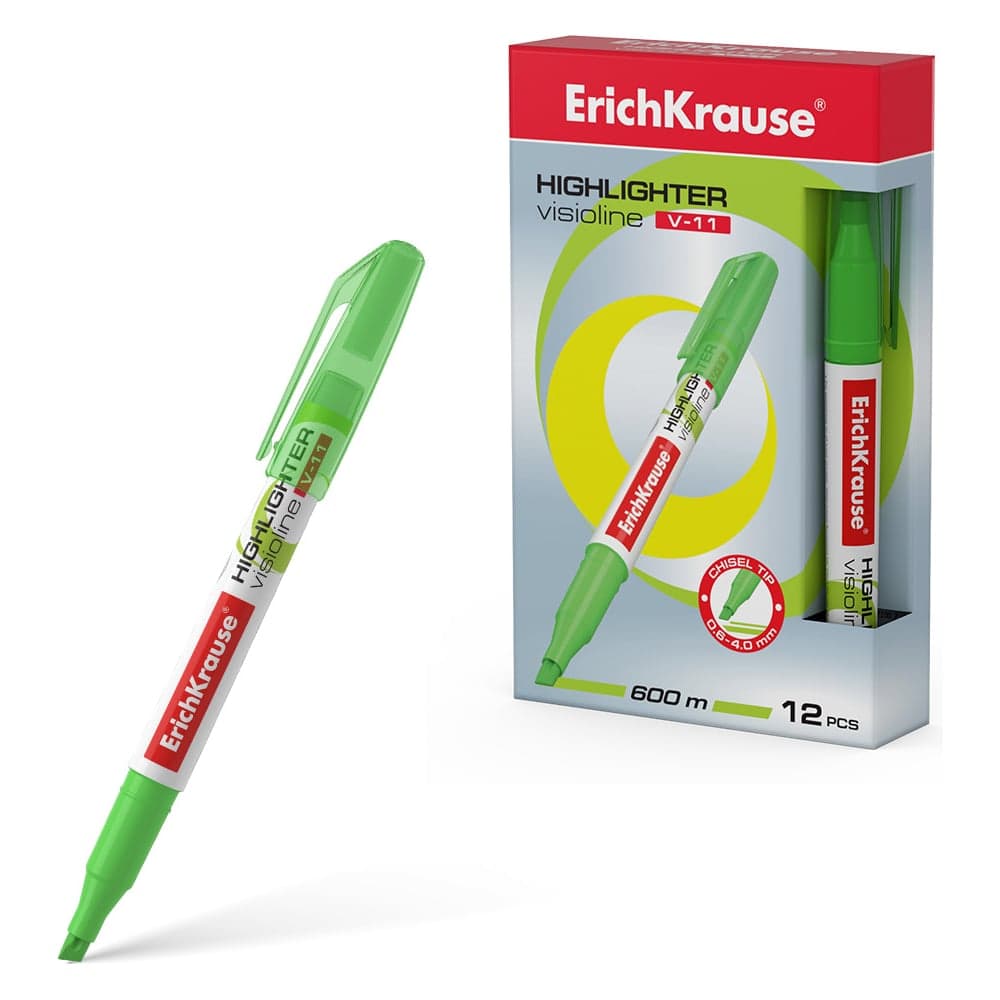 Маркер ErichKrause для выделения текста VisioLine® V-11 Неон, цвет чернил зеленый 56906