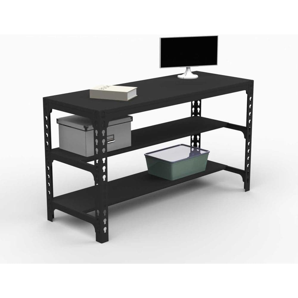 Стол металлический ООО Металекс 750x1500x400, две полки, черный 112294