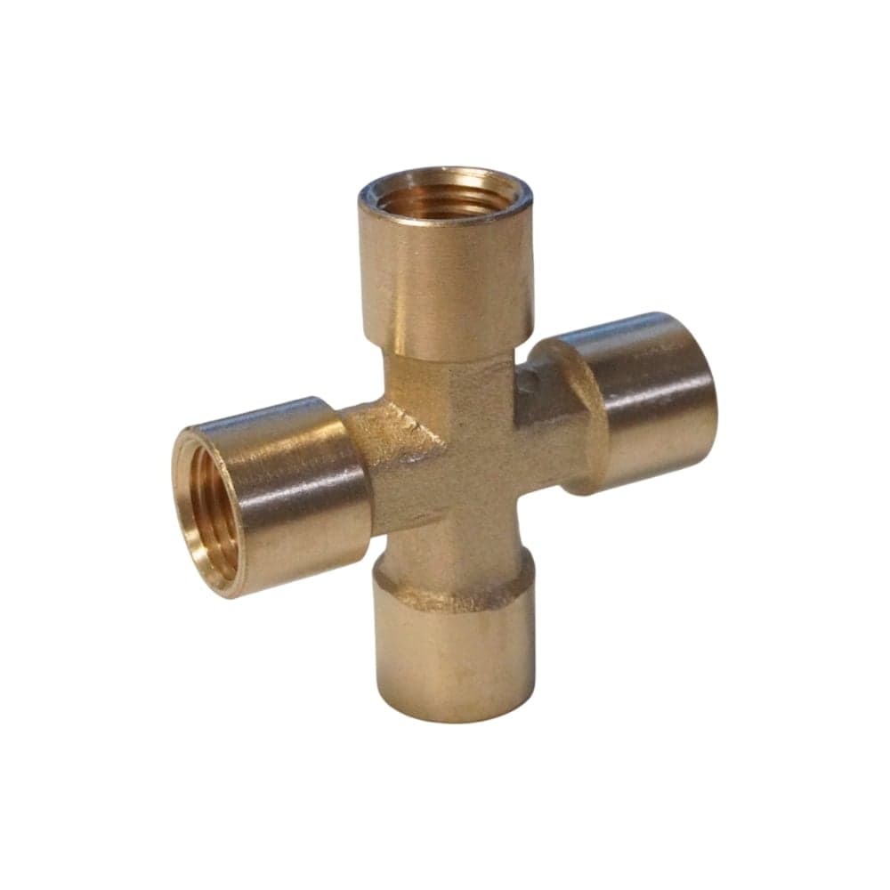 Фитинг X - образный WIEDERKRAFT резьба 1/4 PT, F-F-F-F (внутренний), латунь WDK-24FFB
