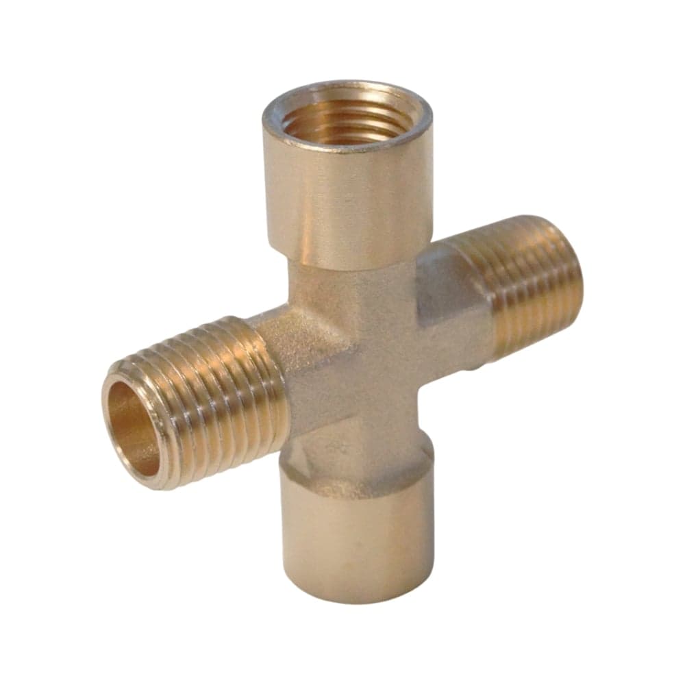 Фитинг X - образный WIEDERKRAFT резьба 1/4 PT, F-F-M-M (внутренний/внешний), латунь WDK-22FMB