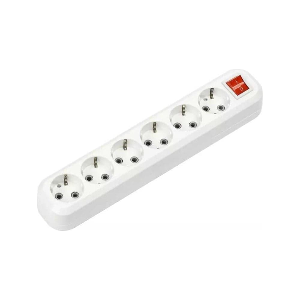 Удлинитель Smartbuy 6 гнезд 3 м, 16А/3,5кВт с выкл. и заземлением ПВС 3x1,0 SBE-16-6-03-ZS