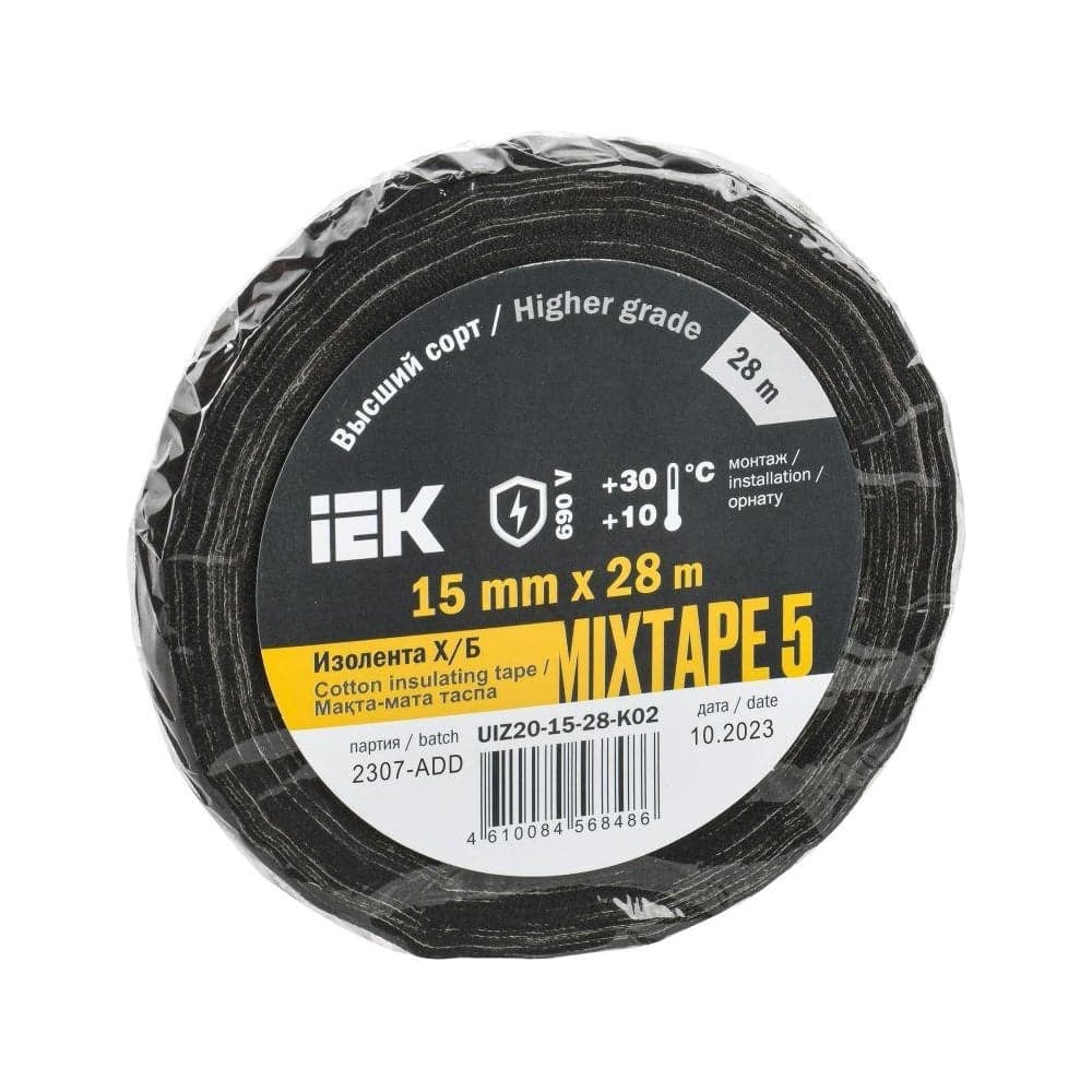 Изолента IEK MIXTAPE 5 Х/Б 15мм 28м UIZ20-15-28-K02