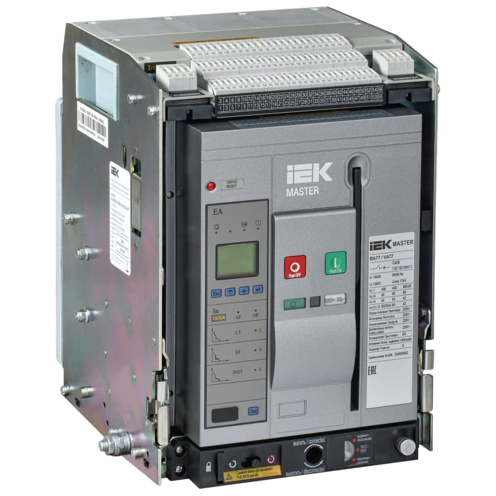 Воздушный автоматический выключатель IEK AC ВА77 W3P A 65кА 1600А EA акс. MASTER MI-ACB10-3WA-065-1600-ACF