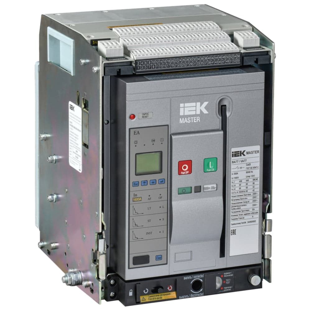 Воздушный автоматический выключатель IEK AC ВА77 W3P A 65кА 630А EA акс. MASTER MI-ACB10-3WA-065-0630-ACF