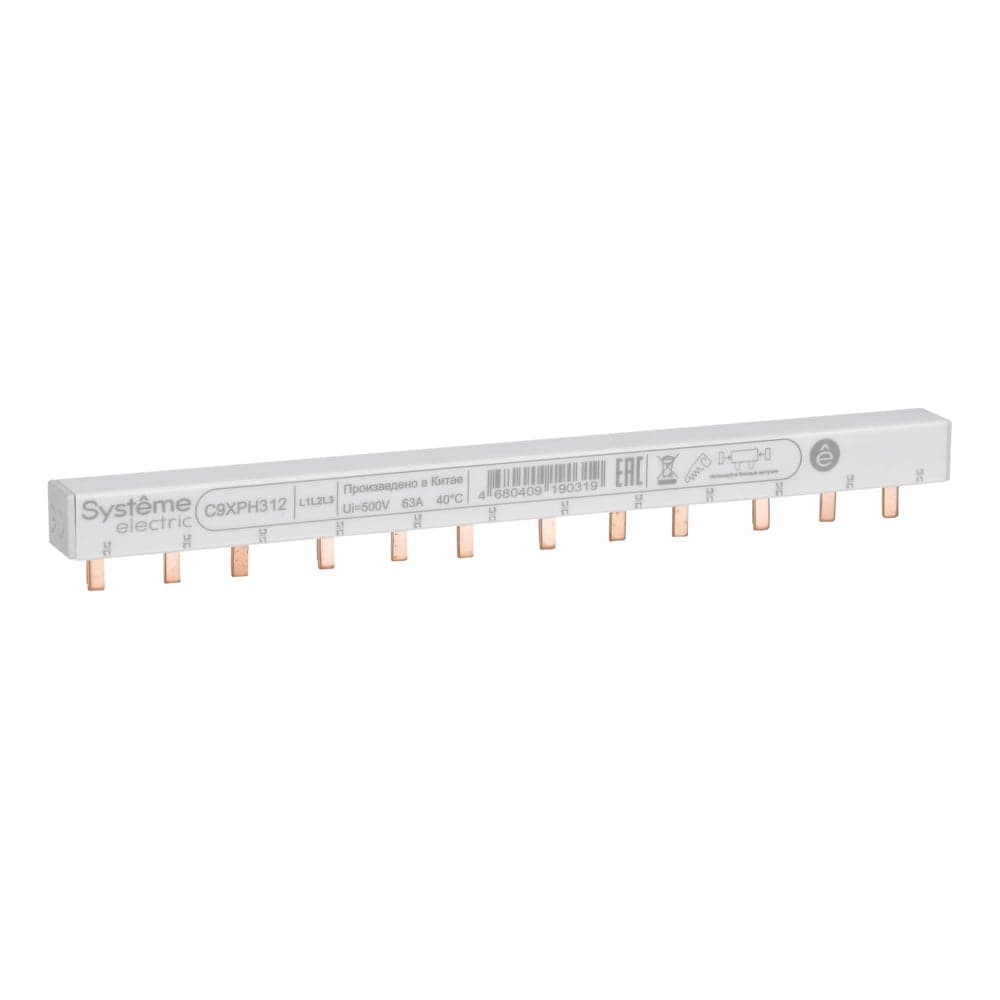 Шинка гребенчатая 3P Systeme Electric (L1L2L3) 18 мм, 12 модулей, 63А C9XPH312