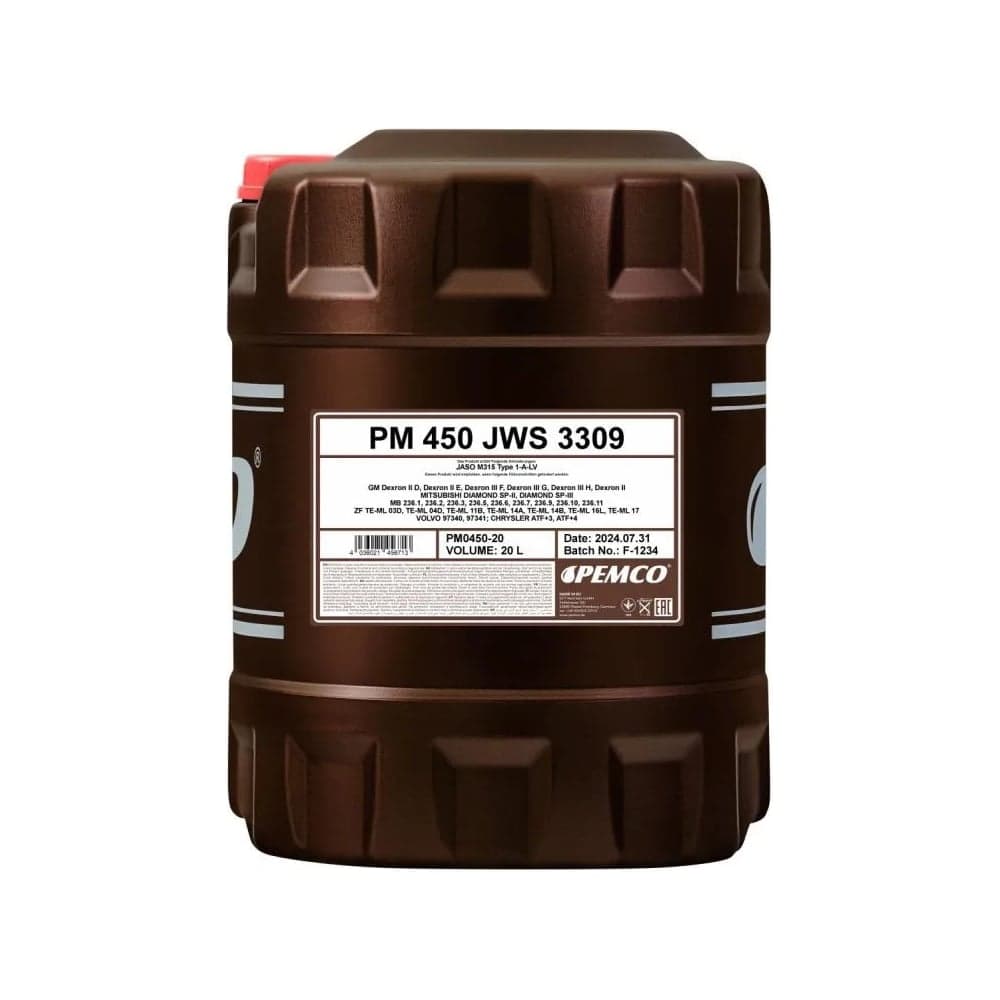 Синтетическое трансмиссионное масло Pemco 450 JWS 3309 20 л PM0450-20-E