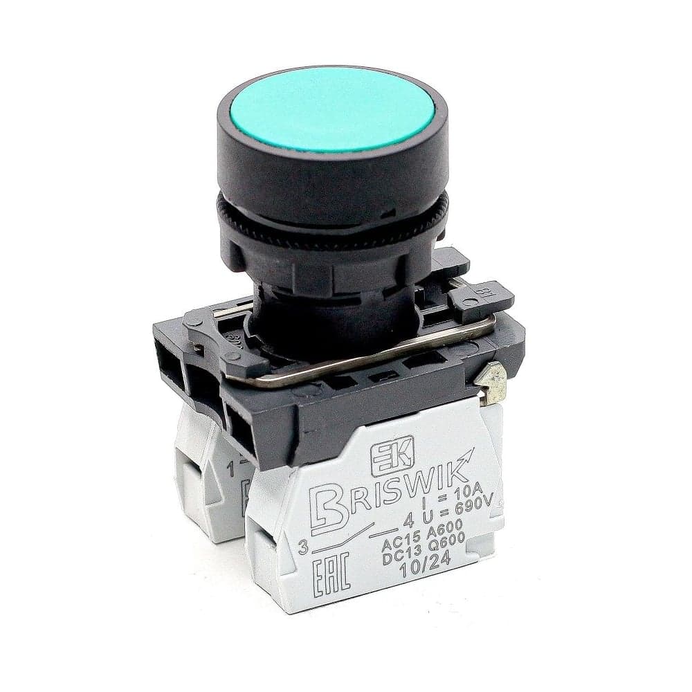 Выключатель Briswik КМЕ 6610м зеленый IP65 УХЛ2 10А 1но+0нз aB-PB-5Ai-0311