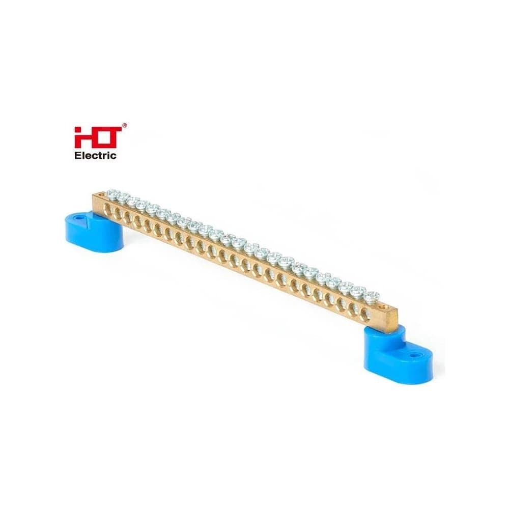 Шина HLT N, ноль, на двух угловых изоляторах, ШНИ-6x9-24-У2-синий 10 штук/упаковка 081-01-11