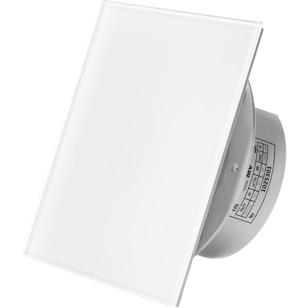 Вытяжной тонкий вентилятор SlimVent МV 100, стекло квадрат белый матовый 96006