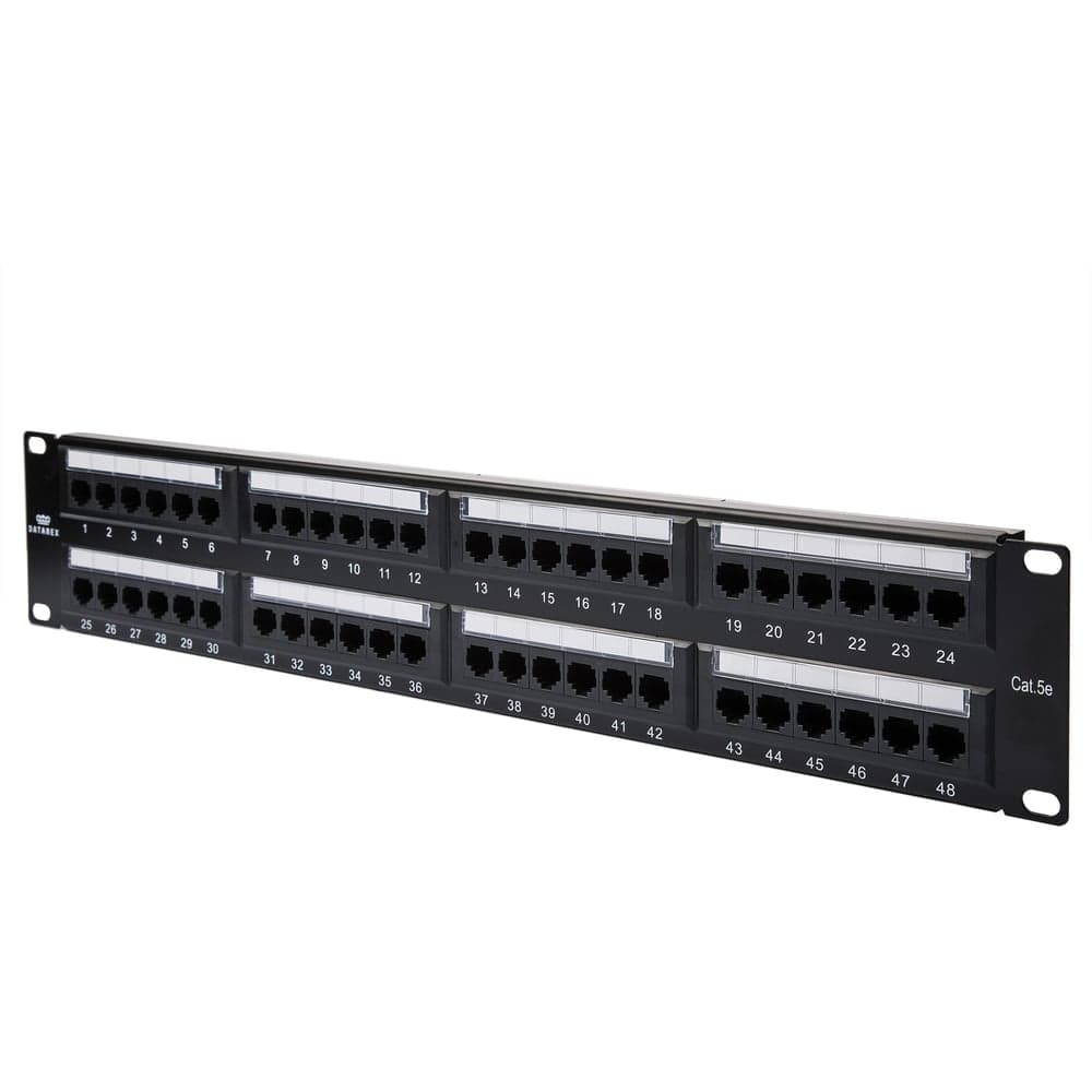 Панель коммутационная DATAREX кат.5е, UTP, 19, 2U, 48хRJ45, 568A/В, черный с организатором DR-405100