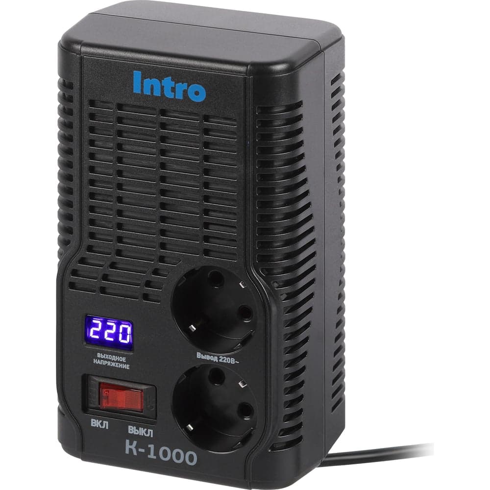 Стабилизатор напряжения Intro К-1000, 160-260В/220В, 1000ВА Б0064696
