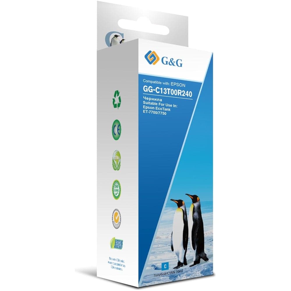 Чернила G&G GG-C13T00R240 голубой 70 мл для Epson EcoTank 7700/7750 1430614