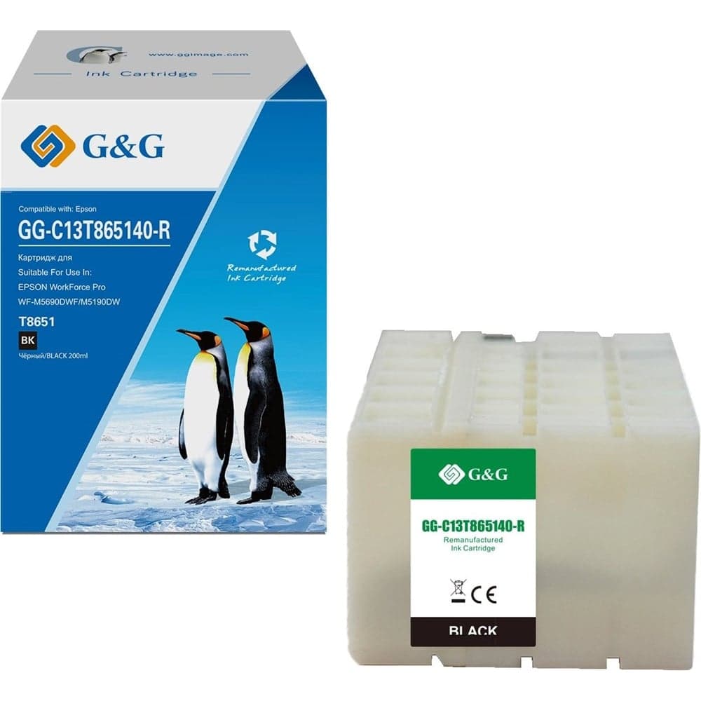 Картридж струйный G&G GG-C13T865140-R T8651 черный 200 мл для Epson WF Pro WF-M5690DWF/M5190DW 2023514