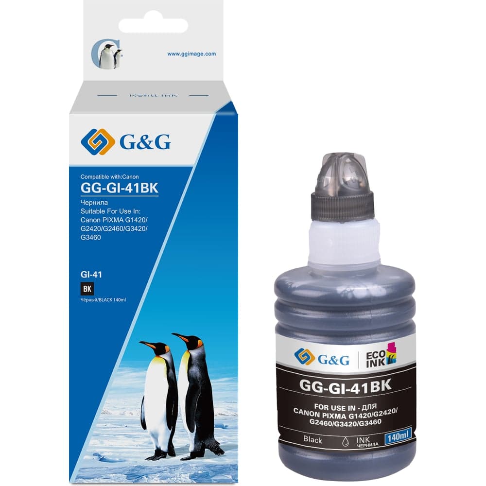 Чернила G&G GG-GI-41BK черный 140 мл для Canon PIXMA G1420/G1430/G2420/G2430/G2460/G3420 2078138