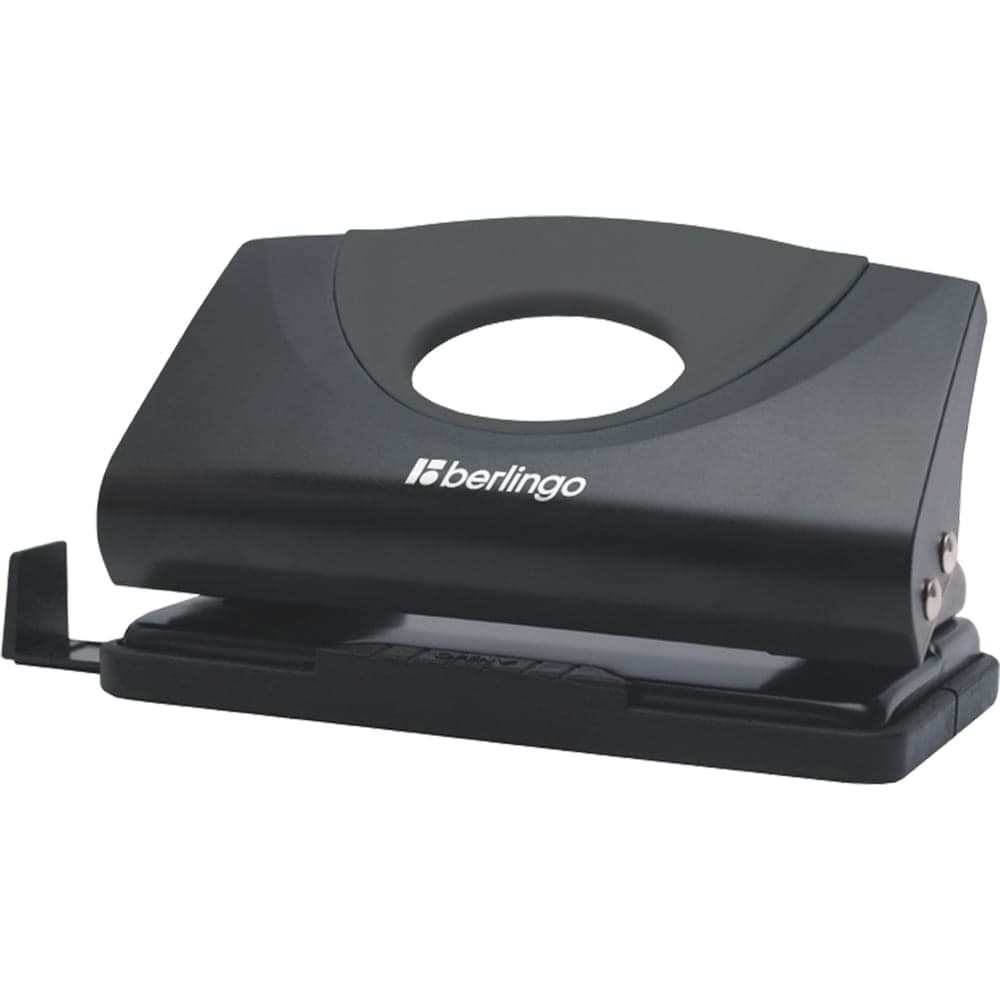 Дырокол BERLINGO Office Soft 10 листов, пластиковый, черный, с линейкой DDp_10161