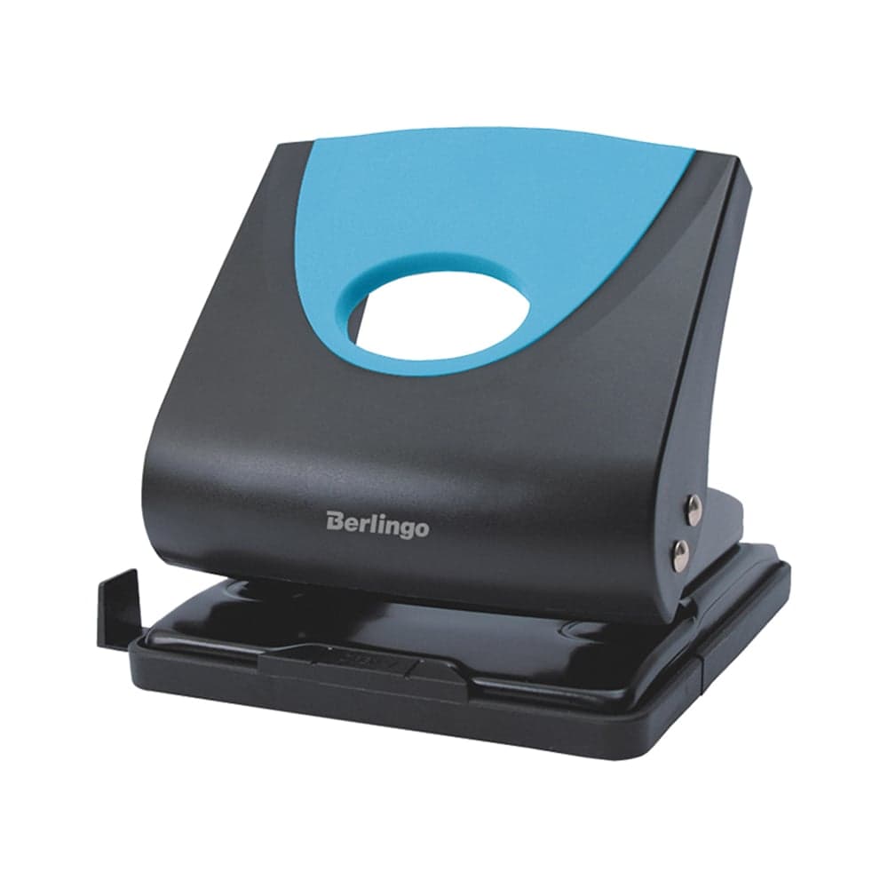 Дырокол BERLINGO Office Soft 30 листов, пластиковый, синий, с линейкой DDp_30162