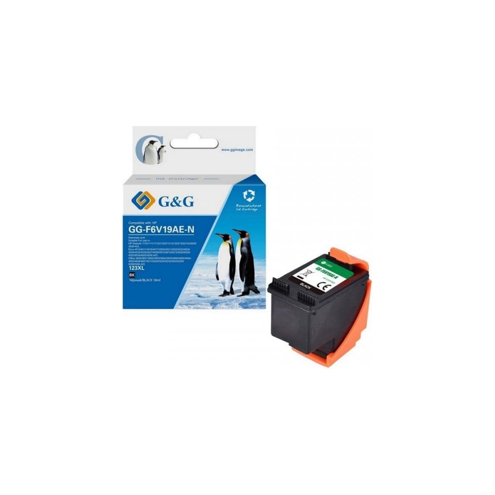 Картридж струйный G&G GG-F6V19AE-N 123XL черный 18 мл для HP DJ 1210/1212/1212/2130/2131/2132/2133/ 2048943